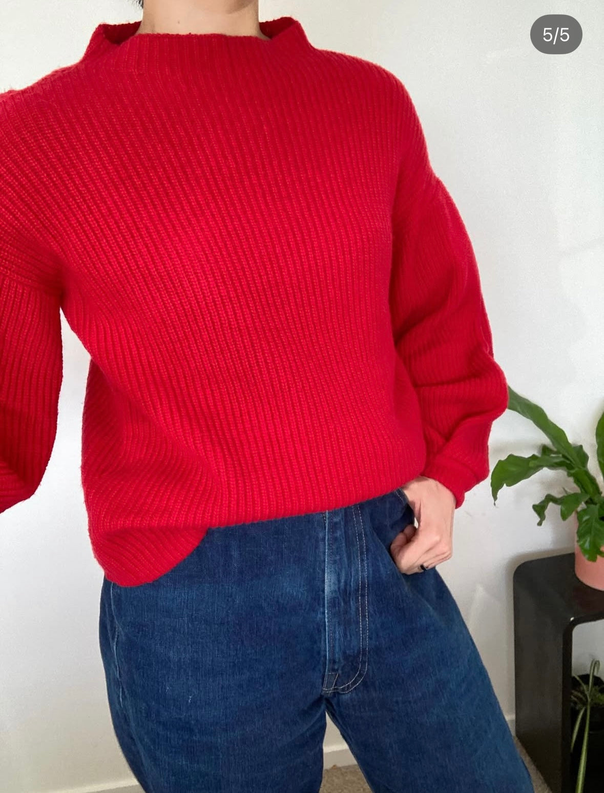 STORM Red bell sleeve knit Size 6 ( fits well up to 10)