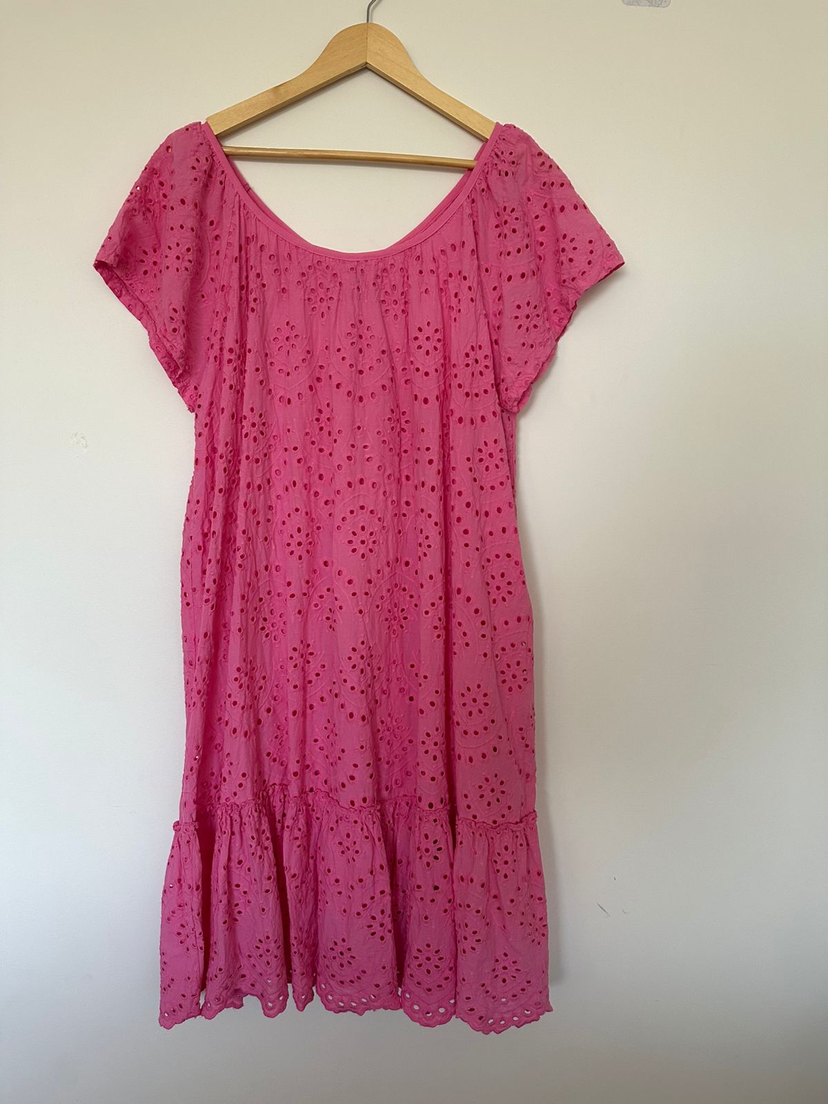BLUE PARIS Pink lace cotton dress Size S/M