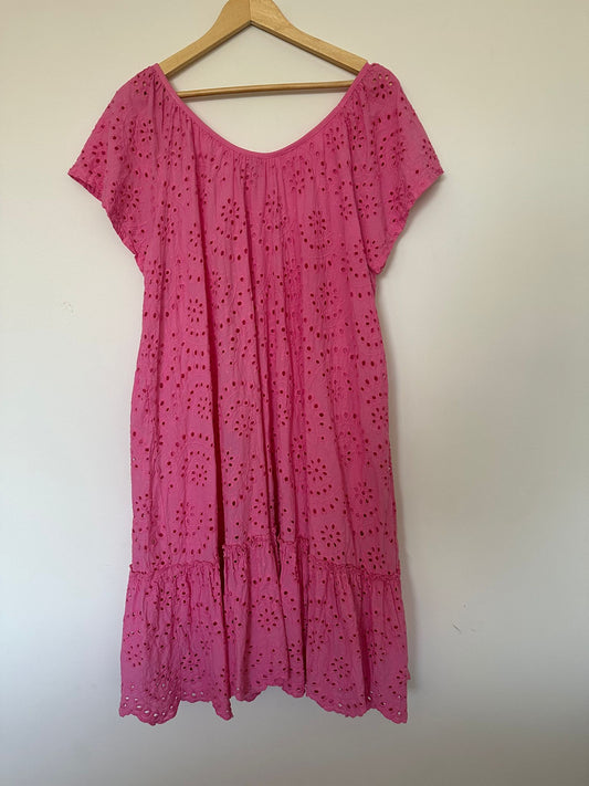 BLUE PARIS Pink lace cotton dress Size S/M