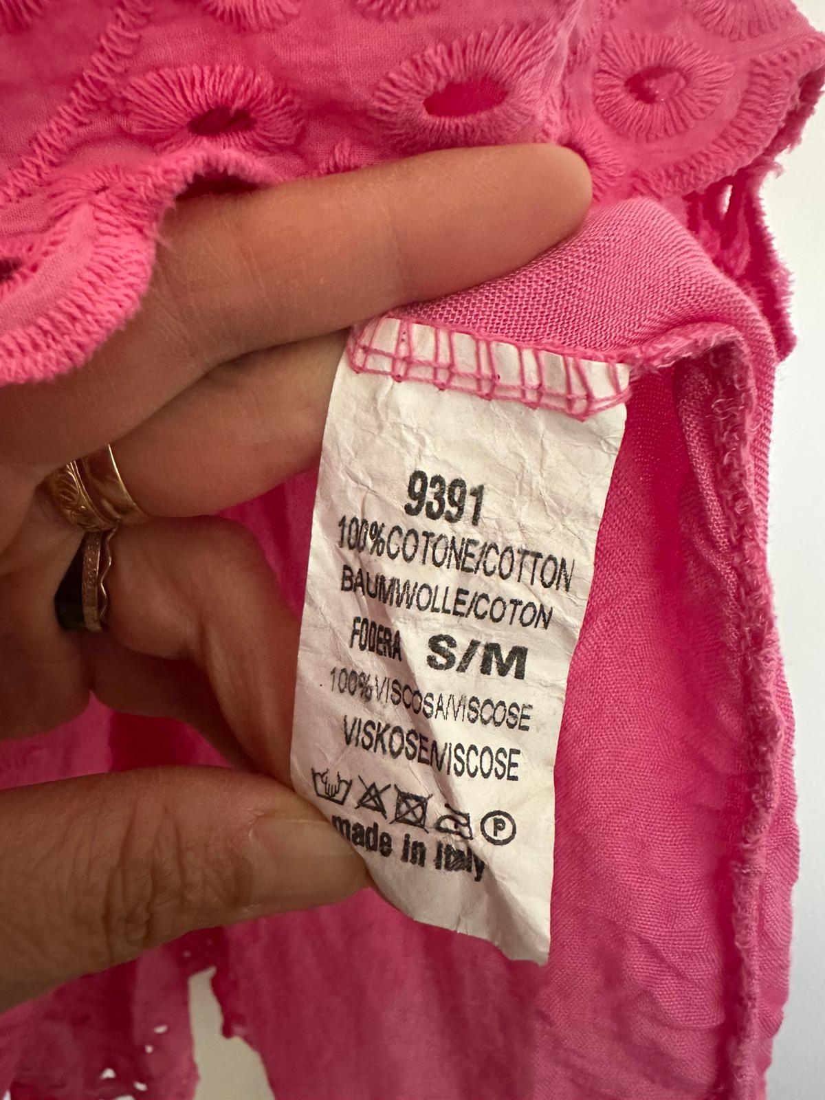 BLUE PARIS Pink lace cotton dress Size S/M